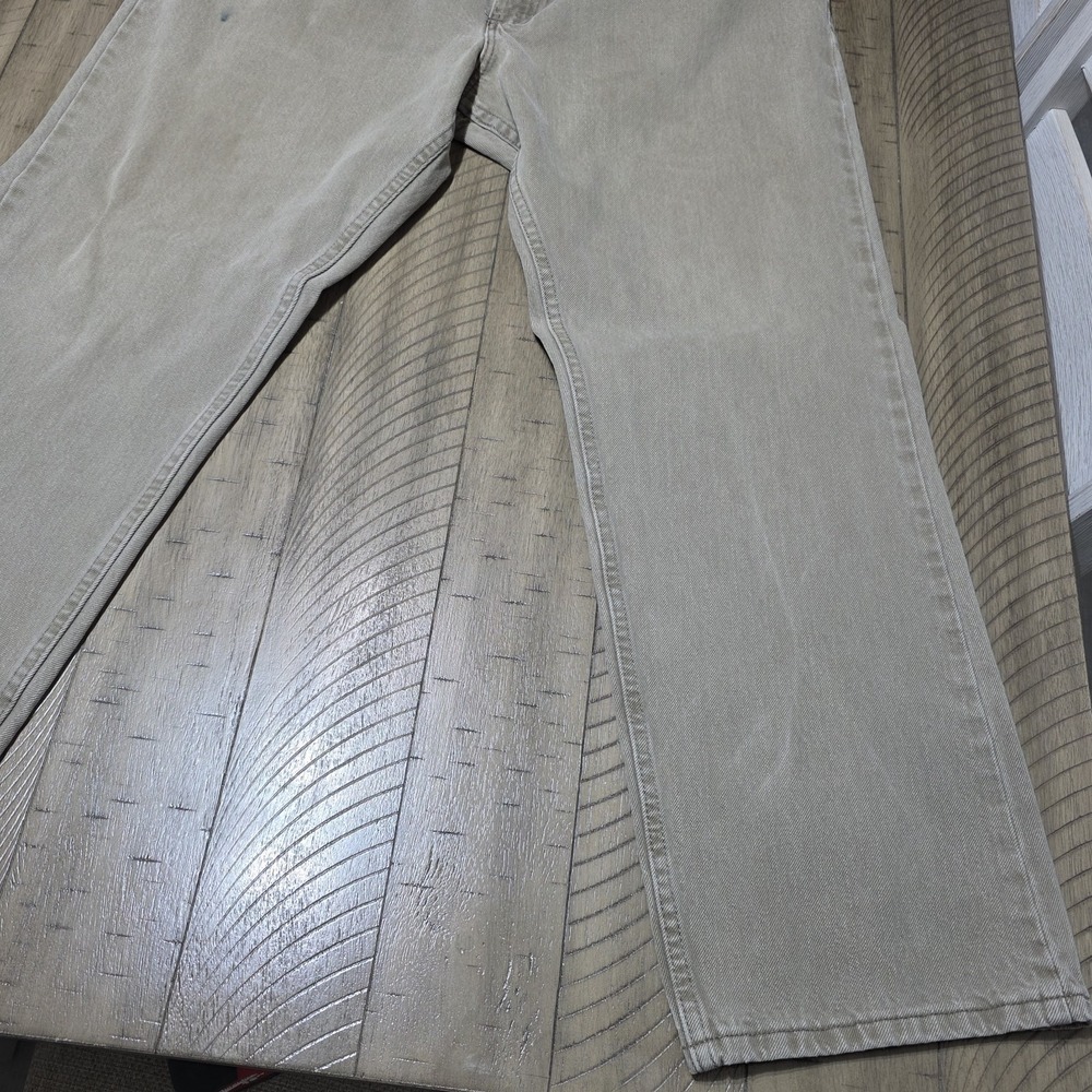 Vintage Lee 90s Regular Fit Jeans 42x30 Tan Khaki 100% Cotton Stained Y2K - Picture 5 of 14